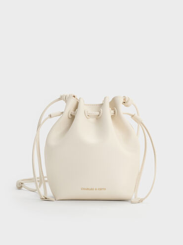 Hanya Drawstring Bucket Bag, Cream, hi-res