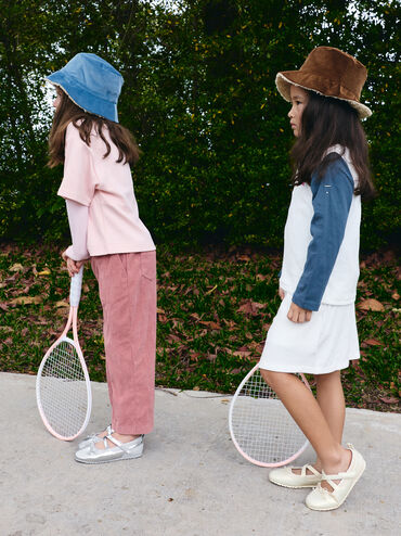 Girls' Pearlescent Crossover Mary Jane Sneakers, Chalk, hi-res