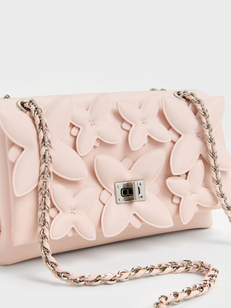 Gift Set: Flower Chain Shoulder Bag With Jewellery Set, Soft Pink, hi-res