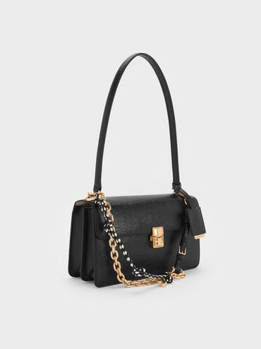 Acelynn Rope-Chain Shoulder Bag, Black, hi-res