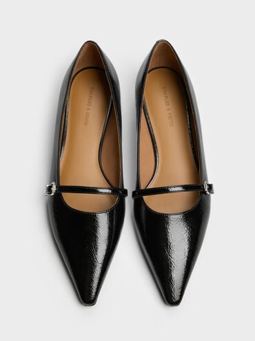 Gi&agrave;y b&uacute;p b&ecirc; mũi nhọn Crinkle-Effect, Đen, hi-res