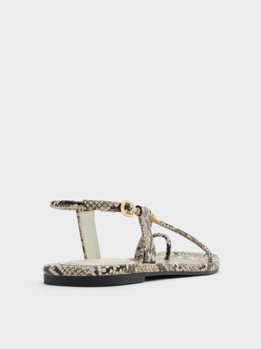 Gi&agrave;y sandals mũi vu&ocirc;ng Snake-Print Metallic, Hoạ tiết da b&aacute;o, hi-res