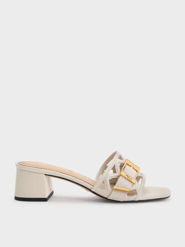 Whitney Leather Cut-Out Heeled Mules, Chalk, hi-res
