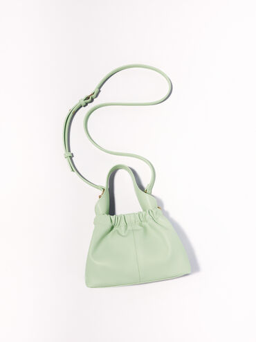 Ally Ruched Slouchy Chain-Handle Bag, Mint Green, hi-res