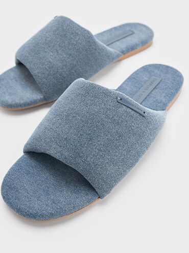 D&eacute;p quai ngang Denim Puffy Wide-Strap, Xanh denim, hi-res