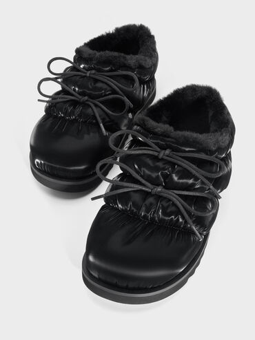 Egan Nylon Puffy Mules, Black Textured, hi-res