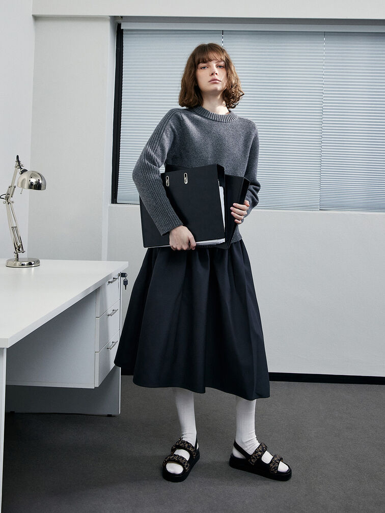 Tully Leather Ruched-Strap Sandals, Black, hi-res