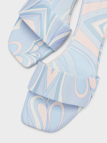 Gi&agrave;y mules cao g&oacute;t Swirl-Print, Xanh nhạt, hi-res