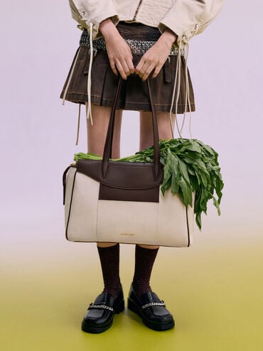 T&uacute;i tote h&igrave;nh thang Raon Canvas, N&acirc;u sẫm, hi-res