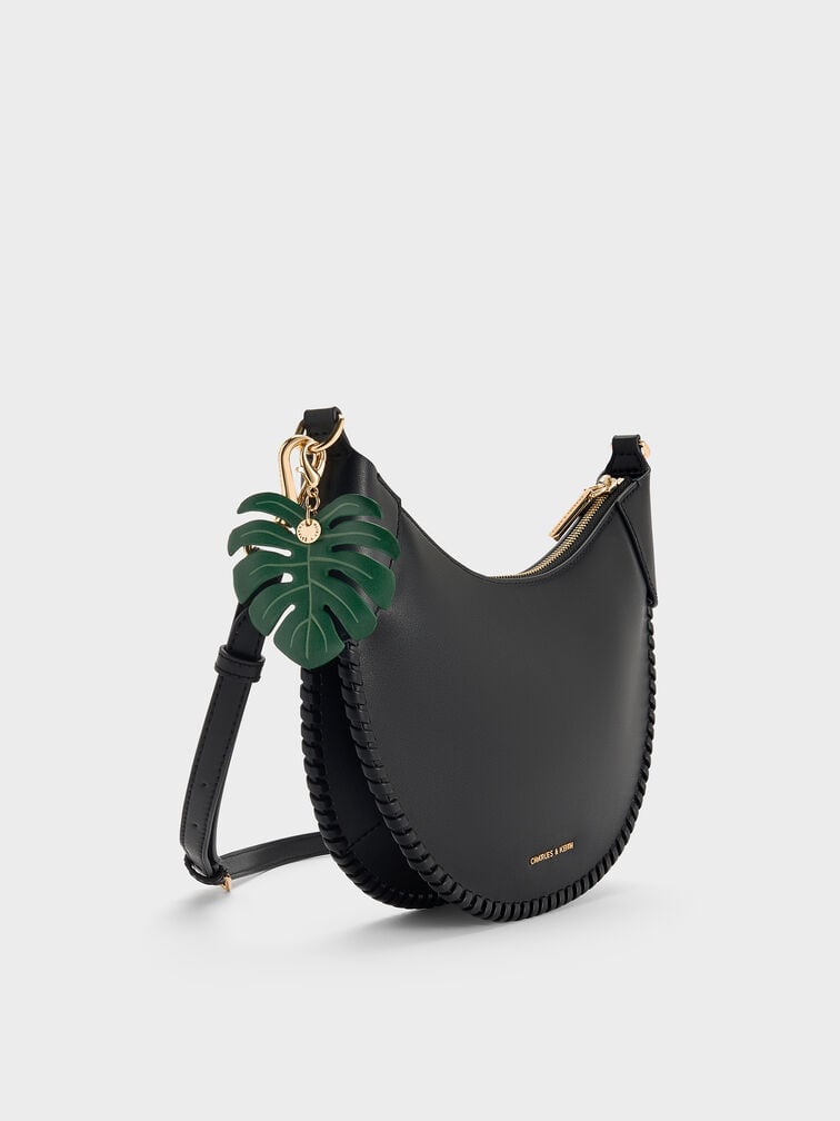 Blume Braided Curved Hobo Bag, Black, hi-res