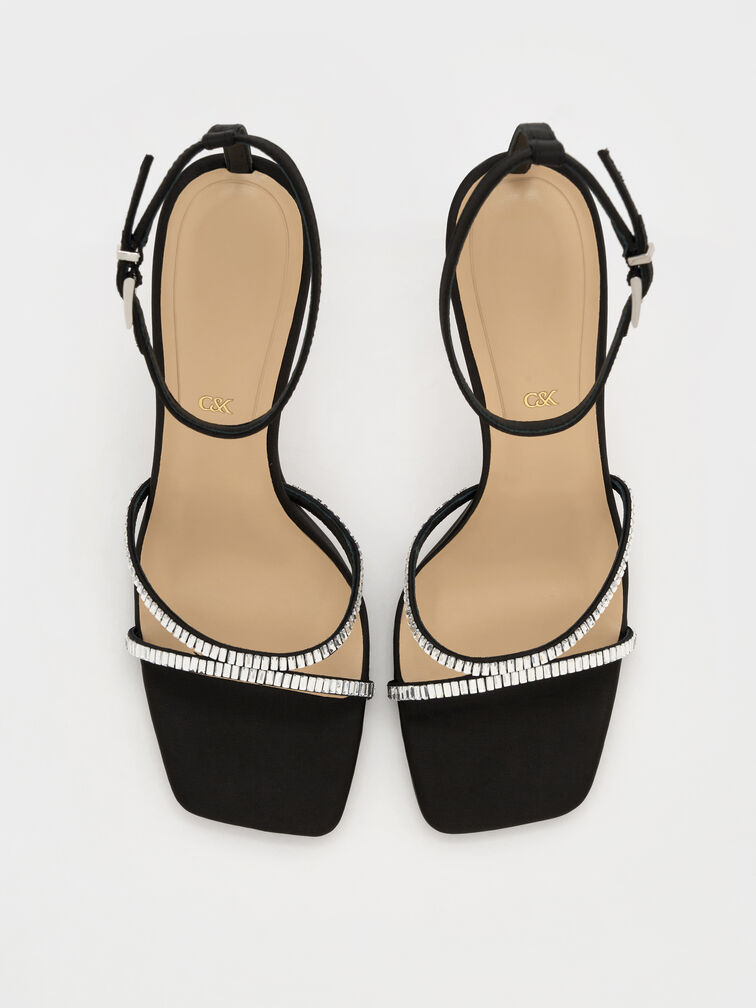 Gi&agrave;y cao g&oacute;t Recycled Polyester Crystal-Embellished Ankle-Stra, Đen họa tiết, hi-res