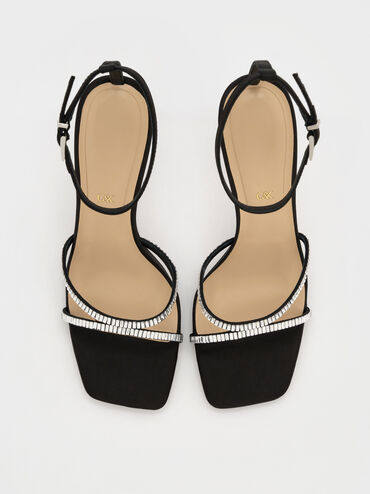 Gi&agrave;y cao g&oacute;t Recycled Polyester Crystal-Embellished Ankle-Stra, Đen họa tiết, hi-res