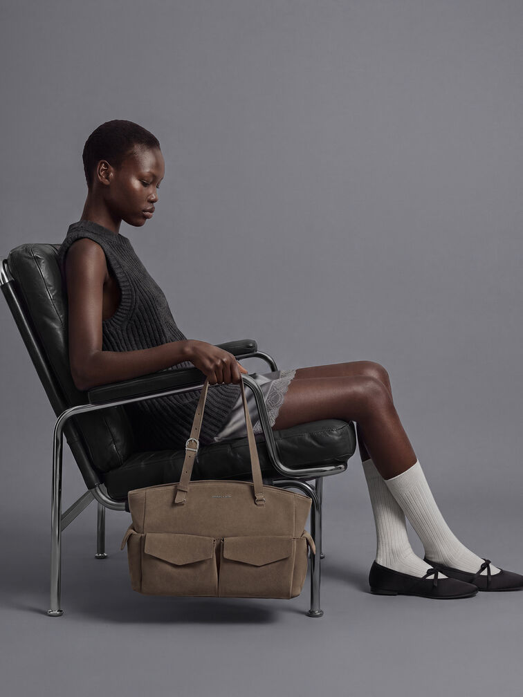 T&uacute;i tote phom chữ nhật Rachel, Stone Grey, hi-res