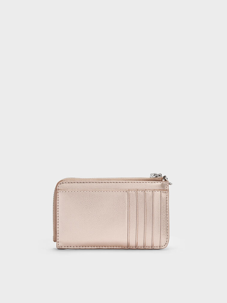 Arrietty Metallic Quilted Zip-Around Wallet, Rose Gold, hi-res