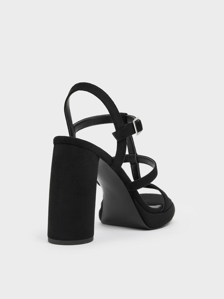 Gi&agrave;y sandals đế cao Aether, Đen họa tiết, hi-res