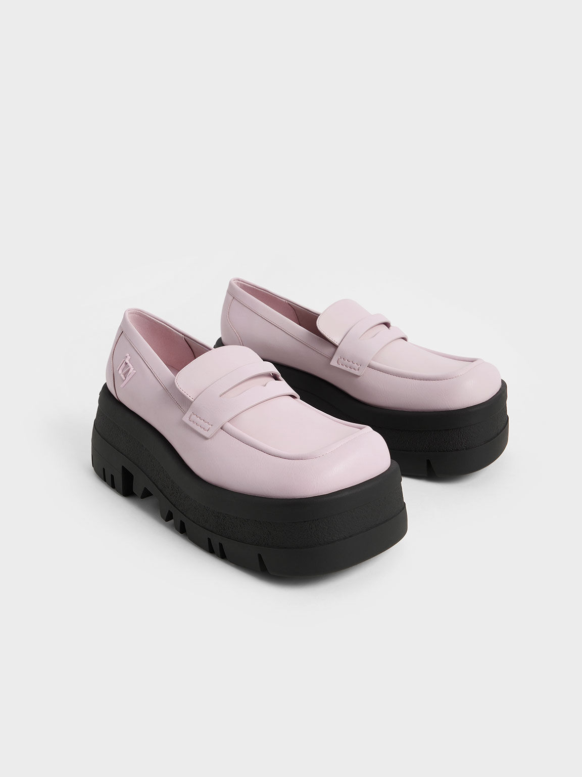 Giày loafers mũi vuông Rainier Chunky Platform Penny, Xám hoa lilac, hi-res