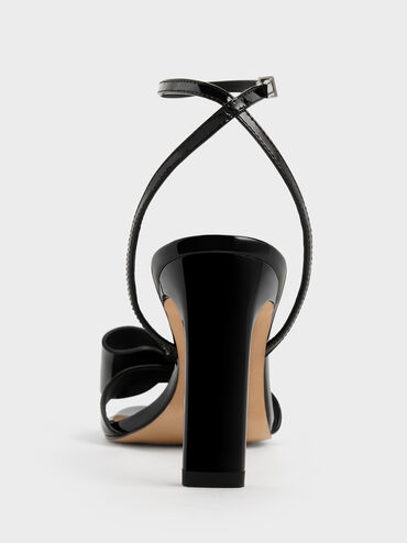 Lu Patent Leather Bow Heeled Sandals, Black Patent, hi-res