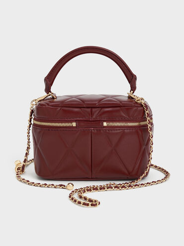 Arwen Quilted Vanity Bag, Burgundy, hi-res