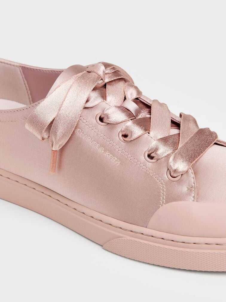 Gi&agrave;y sneakers cổ thấp Satin, Hồng nhạt, hi-res