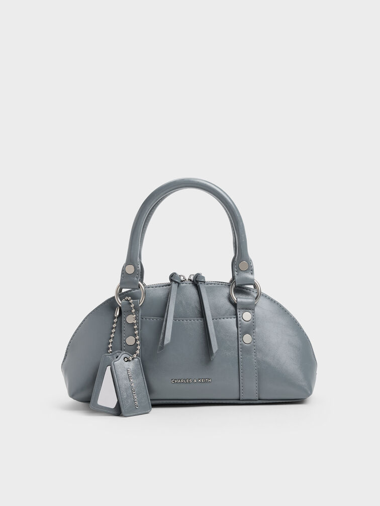 Tatiana Studded Bowling Bag, Smoky Blue, hi-res