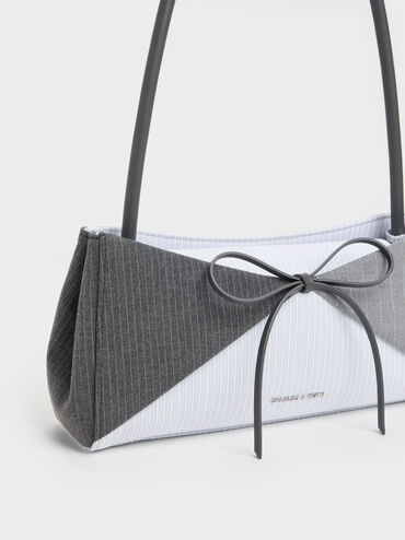 T&uacute;i đeo vai Hazel Striped Bow, X&aacute;m, hi-res