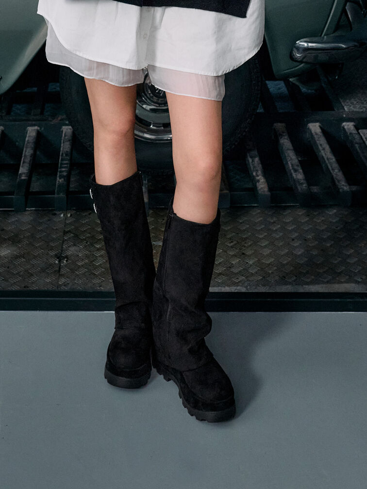 Boots cổ cao đế xuồng Barron, Đen họa tiết, hi-res