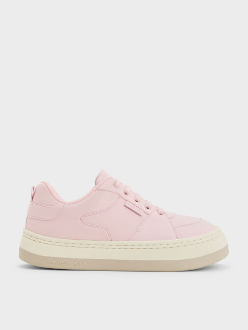 Textured Low-Top Sneakers, Pink, hi-res