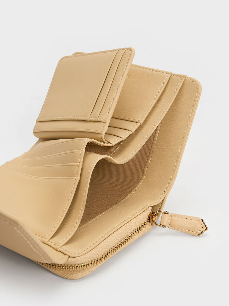 Stitch Trim Envelope Wallet, Beige, hi-res