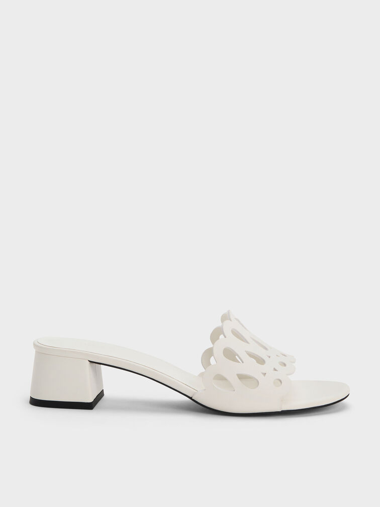 Gi&agrave;y mules cao g&oacute;t Cut-Out, Trắng, hi-res