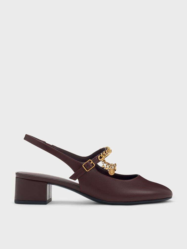 Gi&agrave;y sandals cao g&oacute;t Double-Chain Charm đỏ burgundy, Đỏ burgundy, hi-res