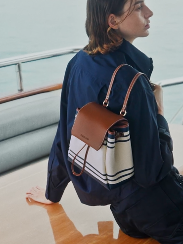Balo nắp gập Hanya Canvas Striped, Nhiều m&agrave;u, hi-res