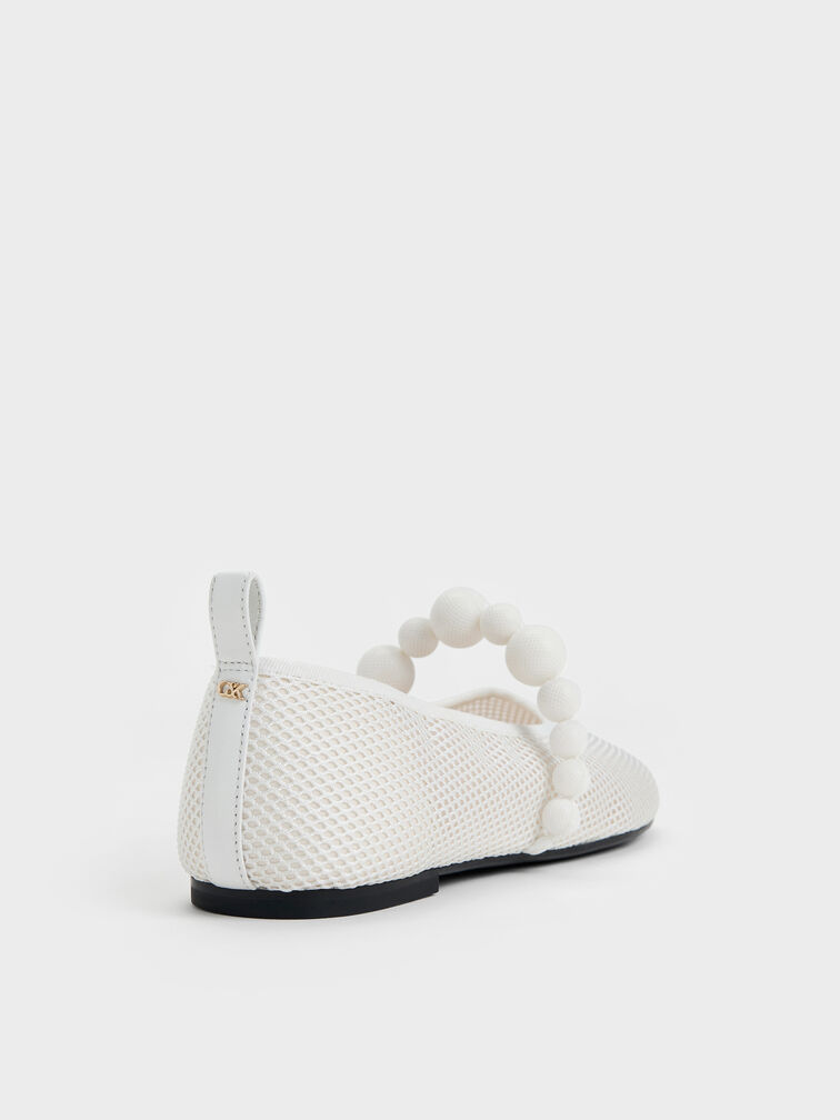 Leather Mesh Beaded Mary Jane Flats, Chalk, hi-res