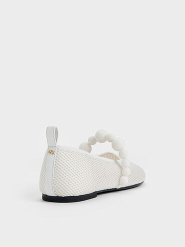 Leather Mesh Beaded Mary Jane Flats, Chalk, hi-res