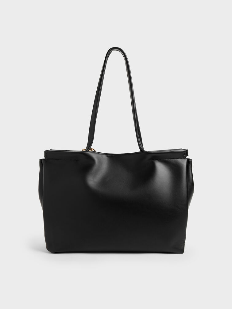 XL Zephyr Tassel Tote Bag, Black, hi-res
