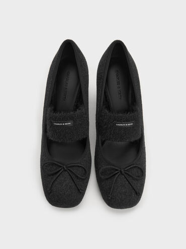 Winona Felt Mary Jane Pumps, Black Textured, hi-res