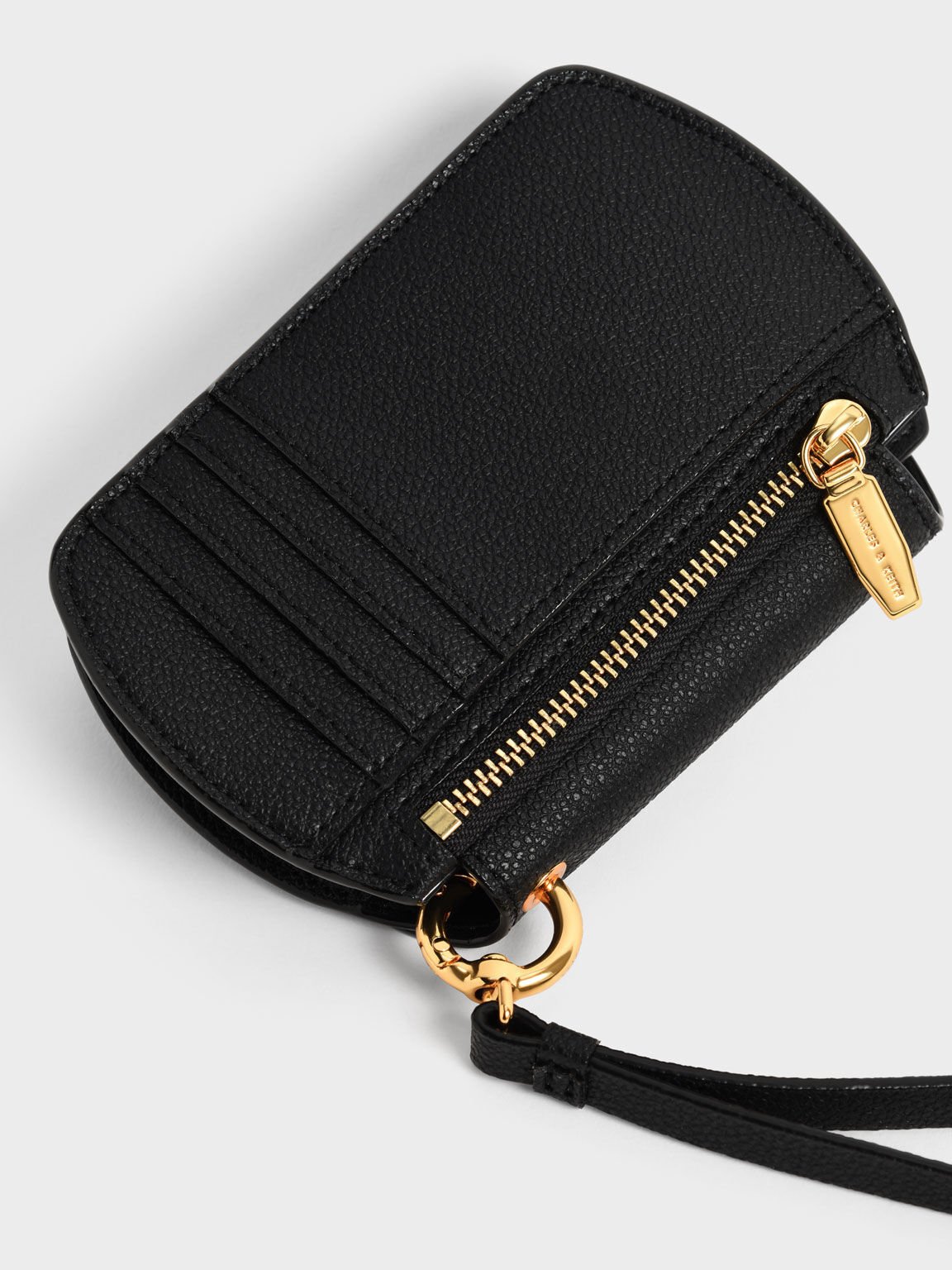 Selby Front Flap Curved Wristlet, Black, hi-res