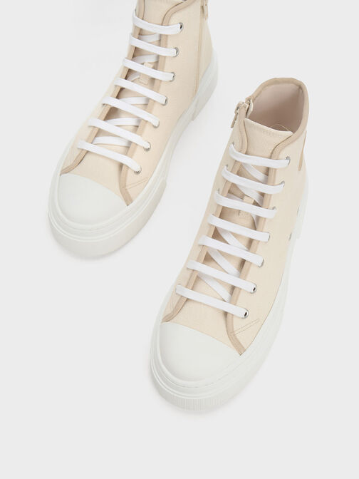 Kay Canvas High-Top Sneakers, Taupe, hi-res