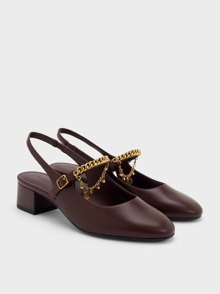 Gi&agrave;y sandals cao g&oacute;t Double-Chain Charm đỏ burgundy, Đỏ burgundy, hi-res