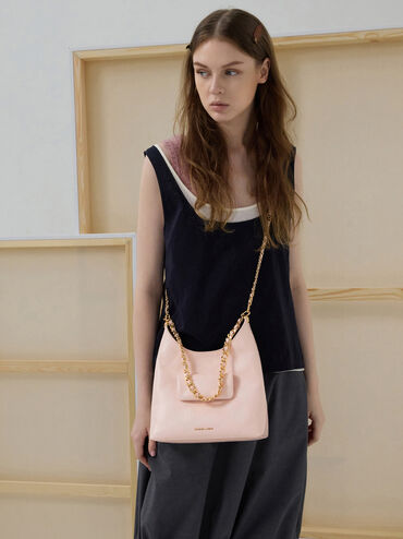 T&uacute;i đeo vai Duo Quilted Front-Pocket, Soft Pink, hi-res