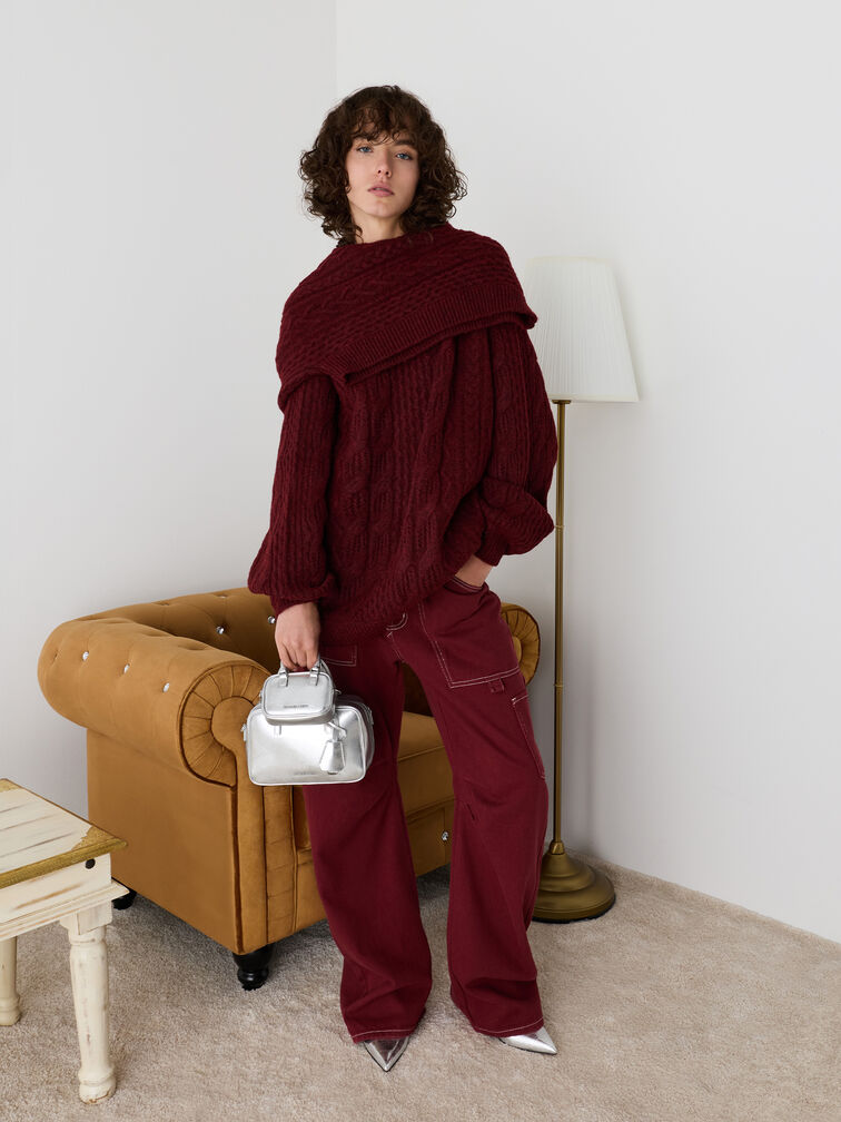 Móc khoá hình túi Sianna Metallic, Bạc, hi-res