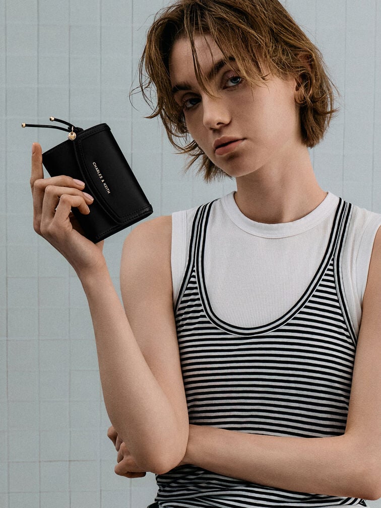 Haylen Front-Flap Small Wallet, Black, hi-res