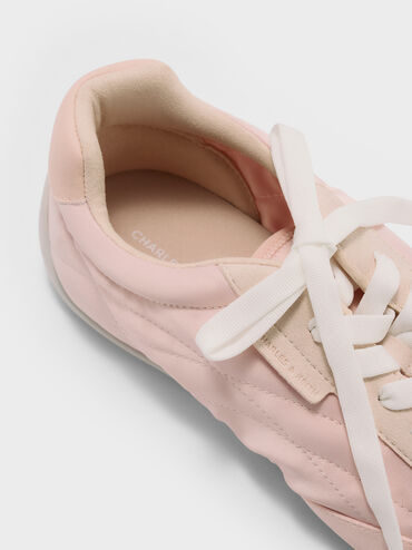 Satin Contrast-Panel Low-Top Sneakers, Pink, hi-res