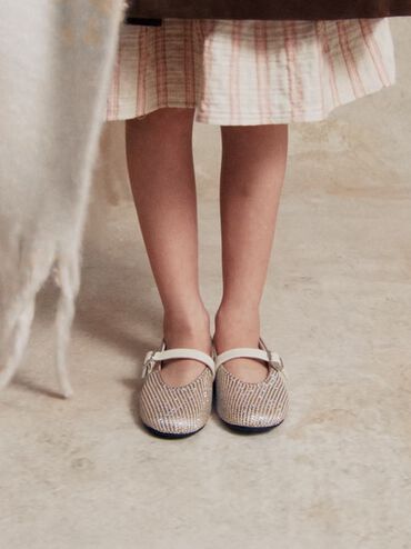 Gi&agrave;y b&uacute;p b&ecirc; mũi tr&ograve;n Crystal-Pearl Embellished, Phấn, hi-res