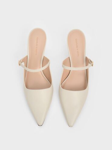 Gi&agrave;y mules cao g&oacute;t mũi nhọn Buckle-Strap, Phấn, hi-res