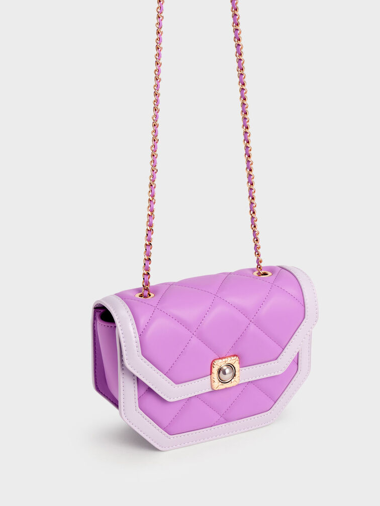 Túi đeo vai nữ Avis Two-Tone Geometric, Tím violet, hi-res