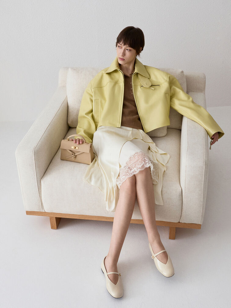 Gi&agrave;y b&uacute;p b&ecirc; đế bệt Marie, Kem, hi-res