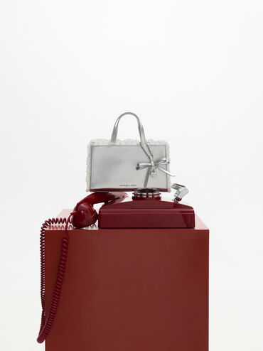 T&uacute;i x&aacute;ch phom chữ nhật Raina Metallic, Bạc, hi-res