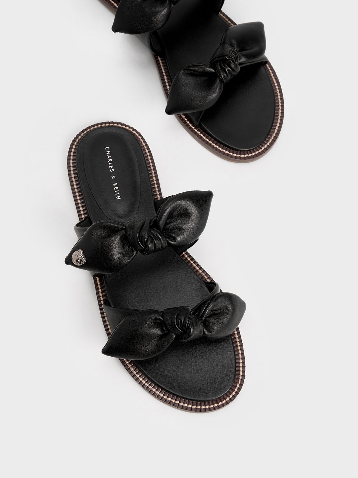 Lotso Double Knotted Slide Sandals, Black, hi-res