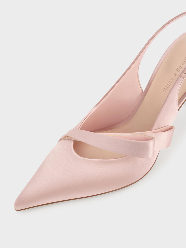 Gi&agrave;y sandals cao g&oacute;t Satin, Hồng, hi-res