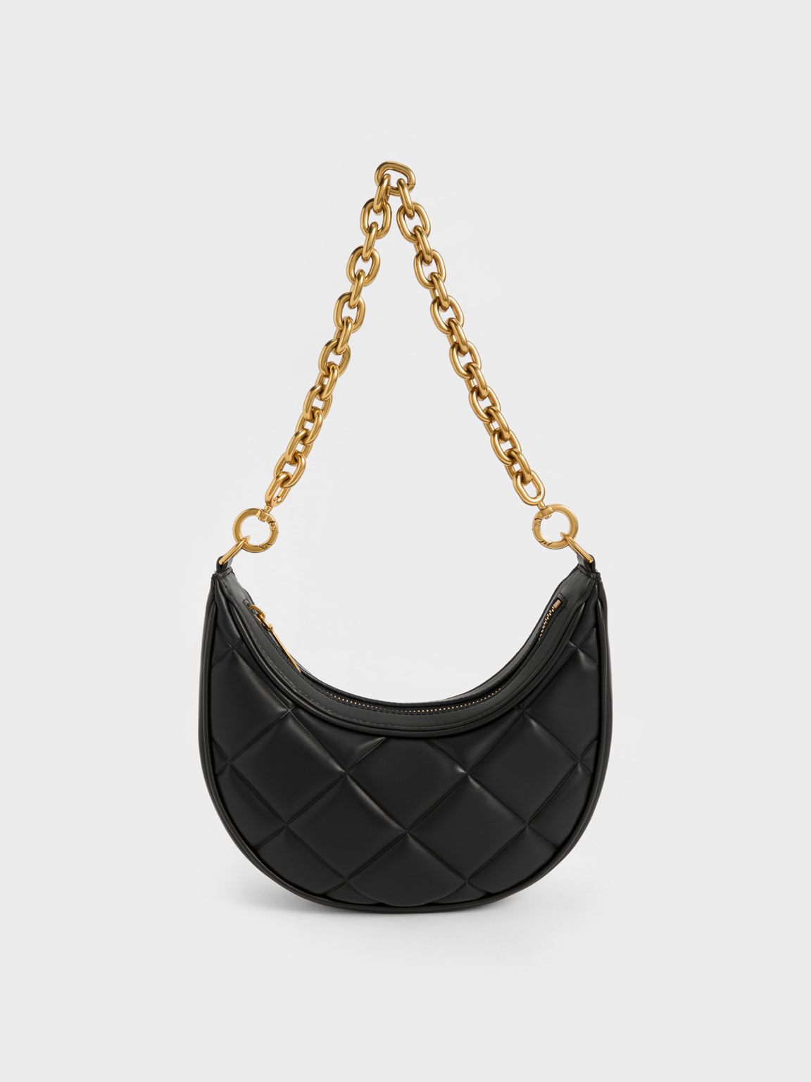 Bonnie Chain-Handle Crescent Bag, Black, hi-res